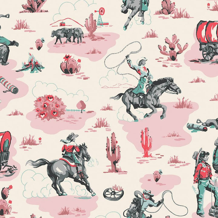 125534 - Cath Kidston - Cath Kidston Cowgirls Pink Wallpaper - Decor Warehouse