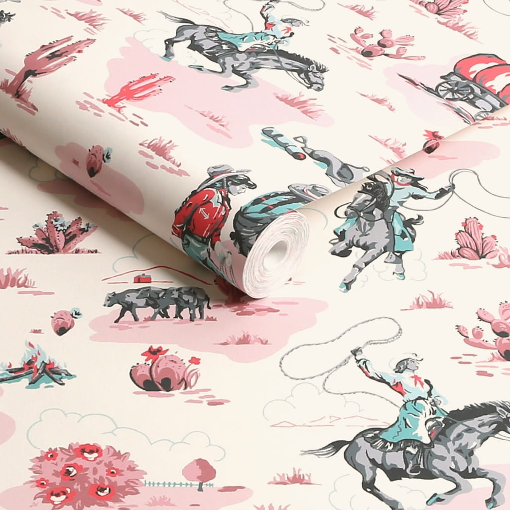 125534 - Cath Kidston - Cath Kidston Cowgirls Pink Wallpaper - Decor Warehouse