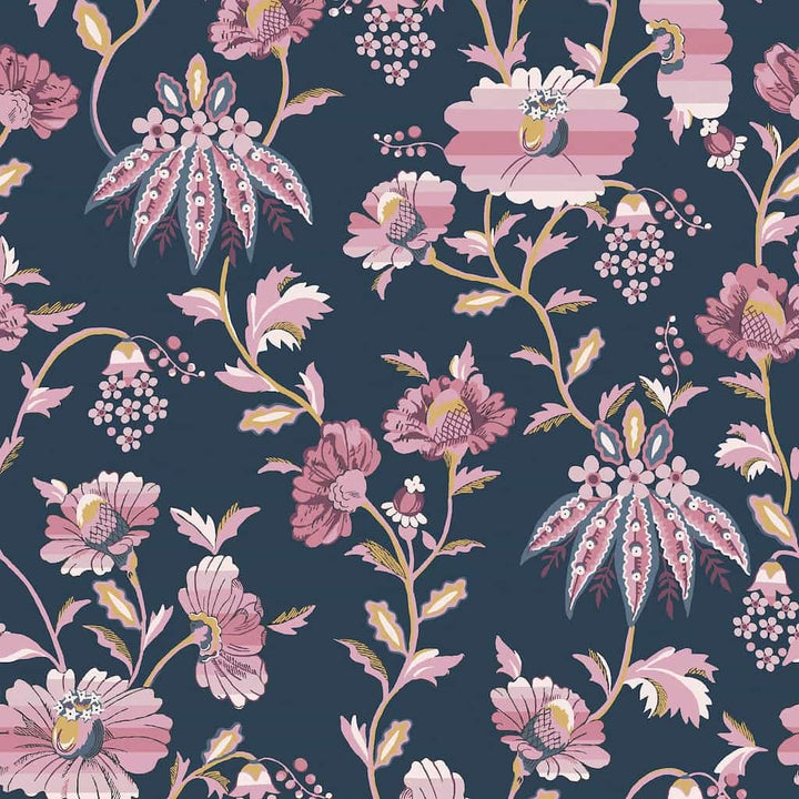 125525 - Cath Kidston - Cath Kidston Friendship Garden Navy Wallpaper - Decor Warehouse