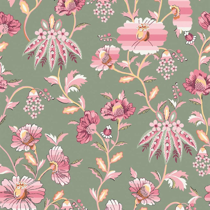 125524 - Cath Kidston - Cath Kidston Friendship Garden Sage Wallpaper - Decor Warehouse