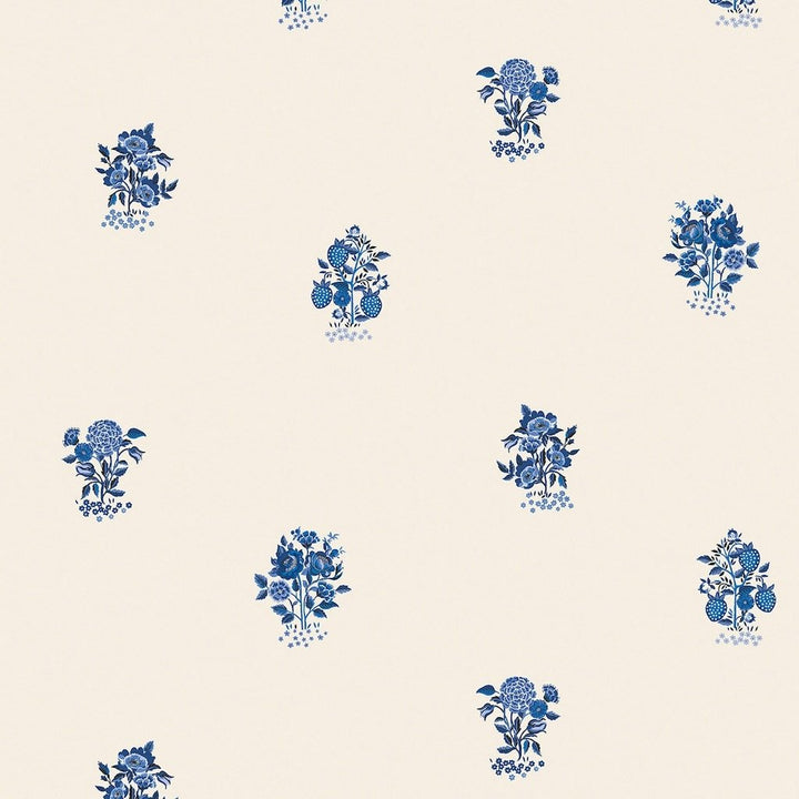 125529 - Cath Kidston - Cath Kidston Kingdom Posey Blue Wallpaper - Decor Warehouse