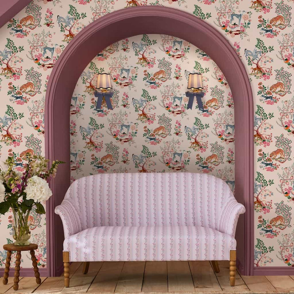 125528 - Cath Kidston - Cath Kidston Painted Kingdom Pink Wallpaper - Decor Warehouse