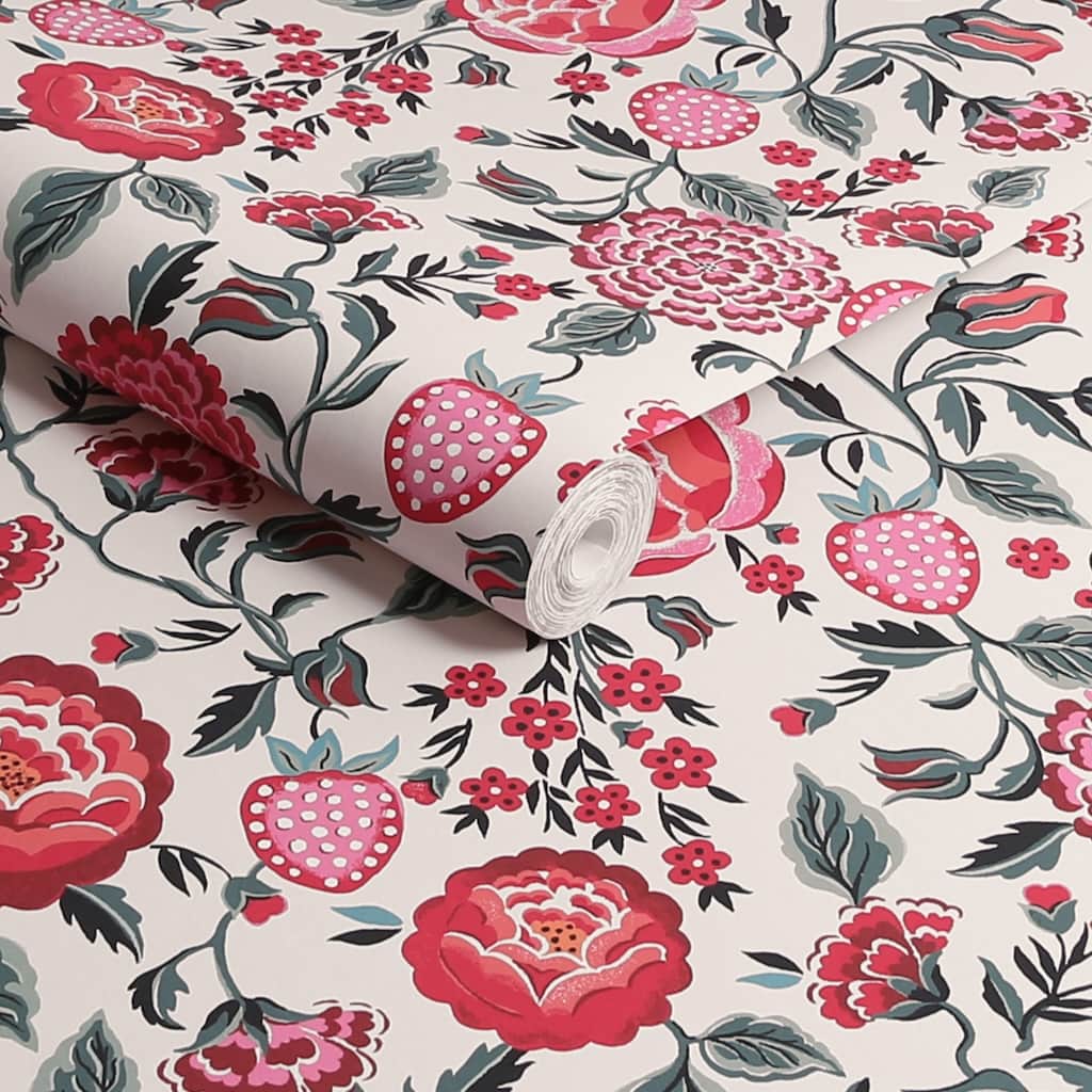 125497 - Cath Kidston - Cath Kidston Strawberry Garden Rose Wallpaper - Decor Warehouse