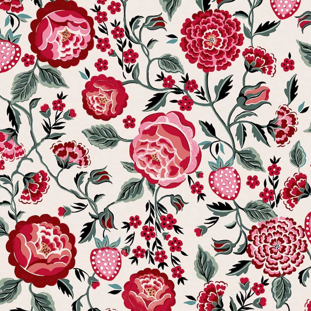 125497 - Cath Kidston - Cath Kidston Strawberry Garden Rose Wallpaper - Decor Warehouse