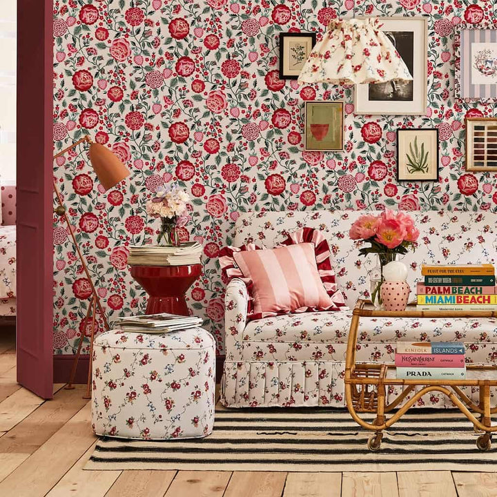 125497 - Cath Kidston - Cath Kidston Strawberry Garden Rose Wallpaper - Decor Warehouse