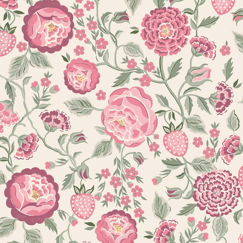 125499 - Cath Kidston - Cath Kidston Strawberry Garden Spring Wallpaper - Decor Warehouse