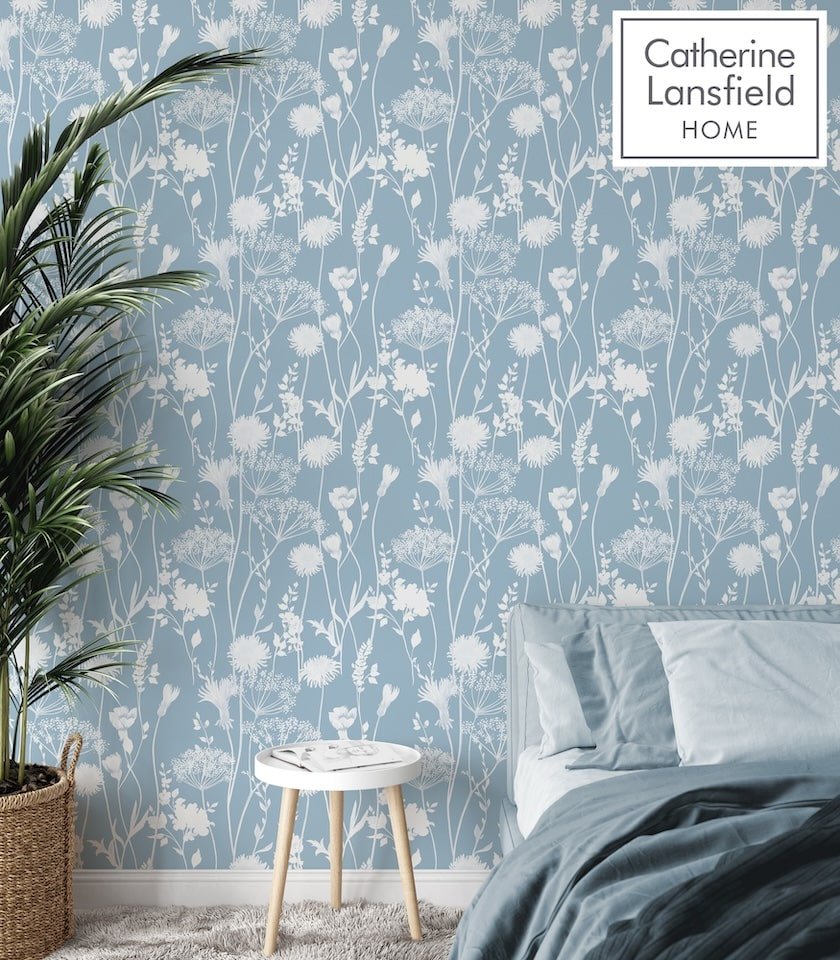 165583-Muriva-Catherine Lansfield Meadowsweet Floral Blue Wallpaper-Decor Warehouse