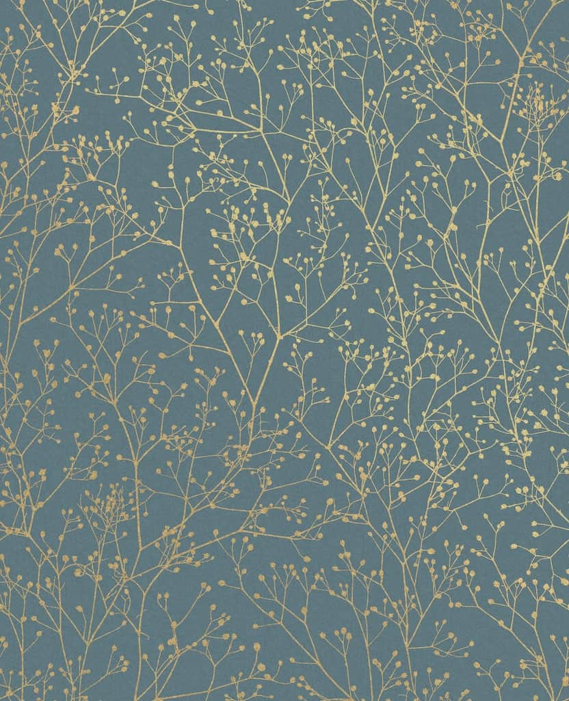 120384 - Clarissa Hulse - Clarissa Hulse Gypsophila Airforce Blue & Soft Gold Wallpaper - Decor Warehouse