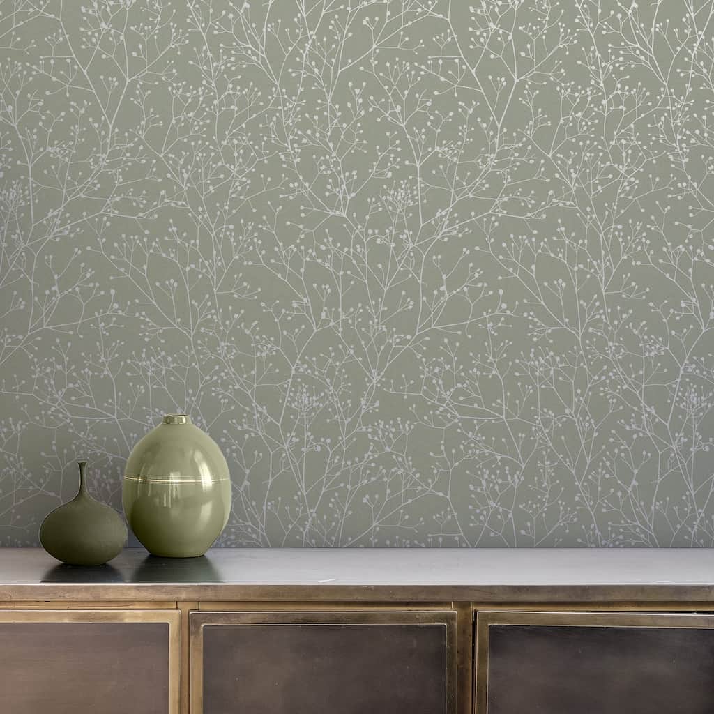 120388 - Clarissa Hulse - Clarissa Hulse Gypsophila Spring Green & Silver Wallpaper - Decor Warehouse