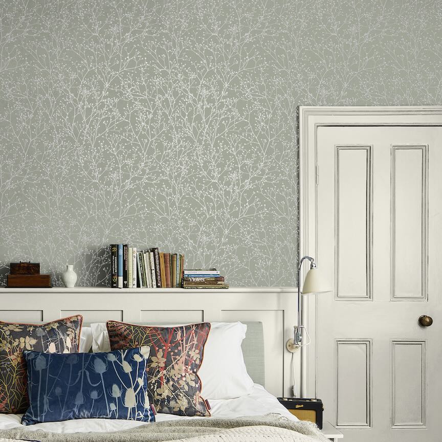 120388 - Clarissa Hulse - Clarissa Hulse Gypsophila Spring Green & Silver Wallpaper - Decor Warehouse