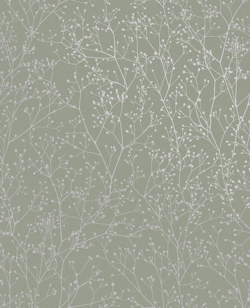 120388 - Clarissa Hulse - Clarissa Hulse Gypsophila Spring Green & Silver Wallpaper - Decor Warehouse