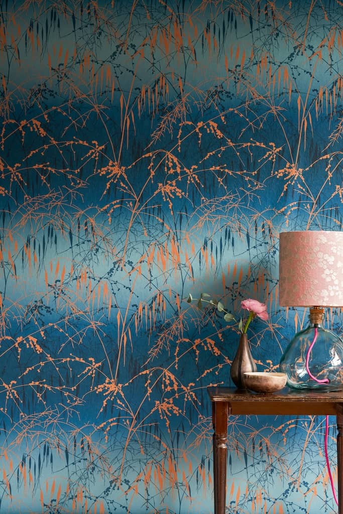 120380 - Clarissa Hulse - Clarissa Hulse Meadow Grass French Navy & Copper Wallpaper - Decor Warehouse