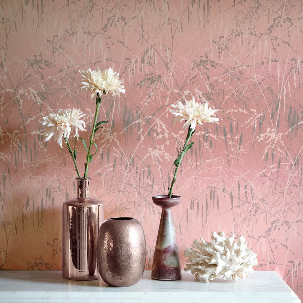 120370 - Clarissa Hulse - Clarissa Hulse Meadow Grass Shell & Pewter Wallpaper - Decor Warehouse