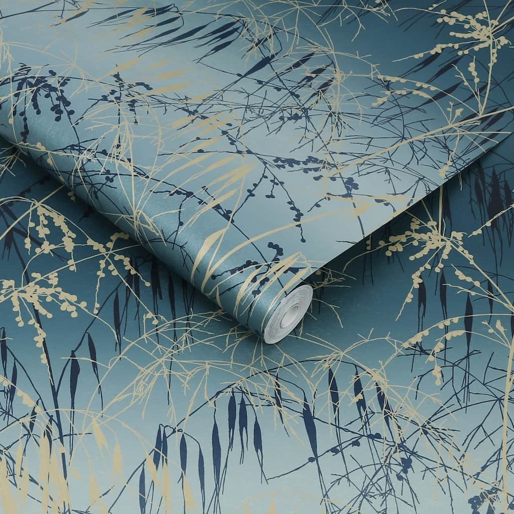 120391 - Clarissa Hulse - Clarissa Hulse Meadow Grass Teal & Soft Gold Wallpaper - Decor Warehouse