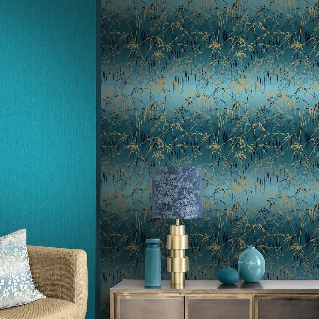 120391 - Clarissa Hulse - Clarissa Hulse Meadow Grass Teal & Soft Gold Wallpaper - Decor Warehouse