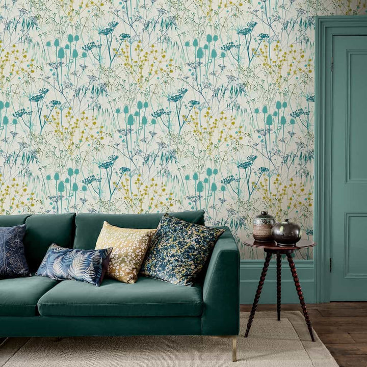 120387 - Clarissa Hulse - Clarissa Hulse Summer Border Verdigris Wallpaper - Decor Warehouse