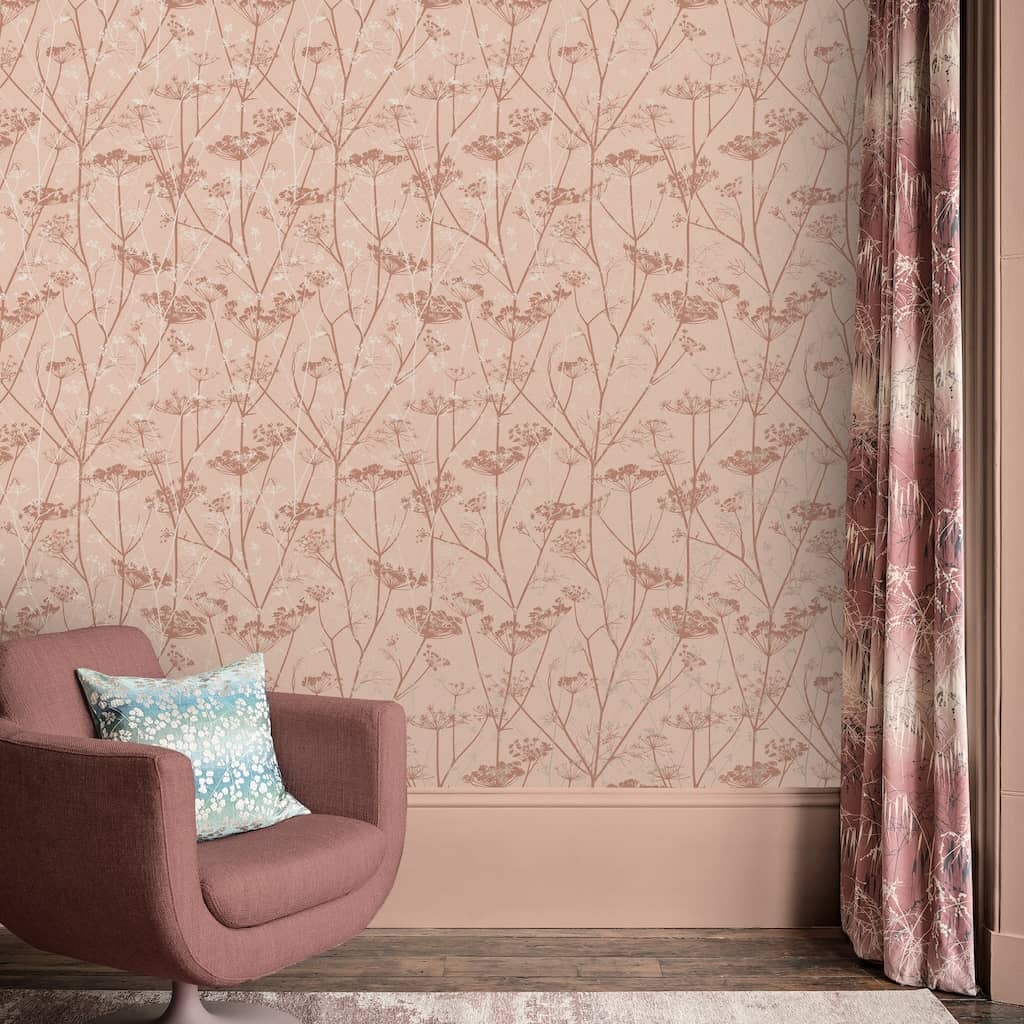 120372 - Clarissa Hulse - Clarissa Hulse Wild Chervil Shell & Rose Gold Wallpaper - Decor Warehouse