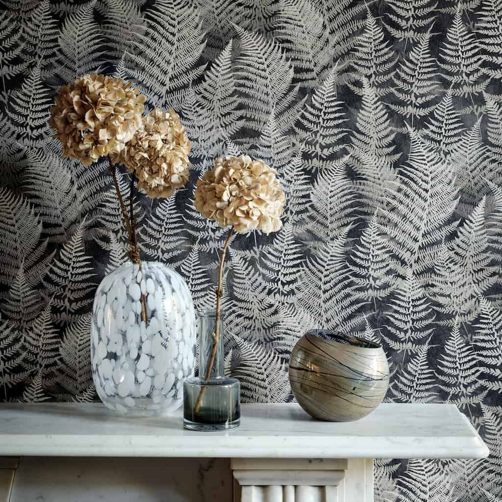 120366 - Clarissa Hulse - Clarissa Hulse Woodland Fern Charcoal Wallpaper - Decor Warehouse