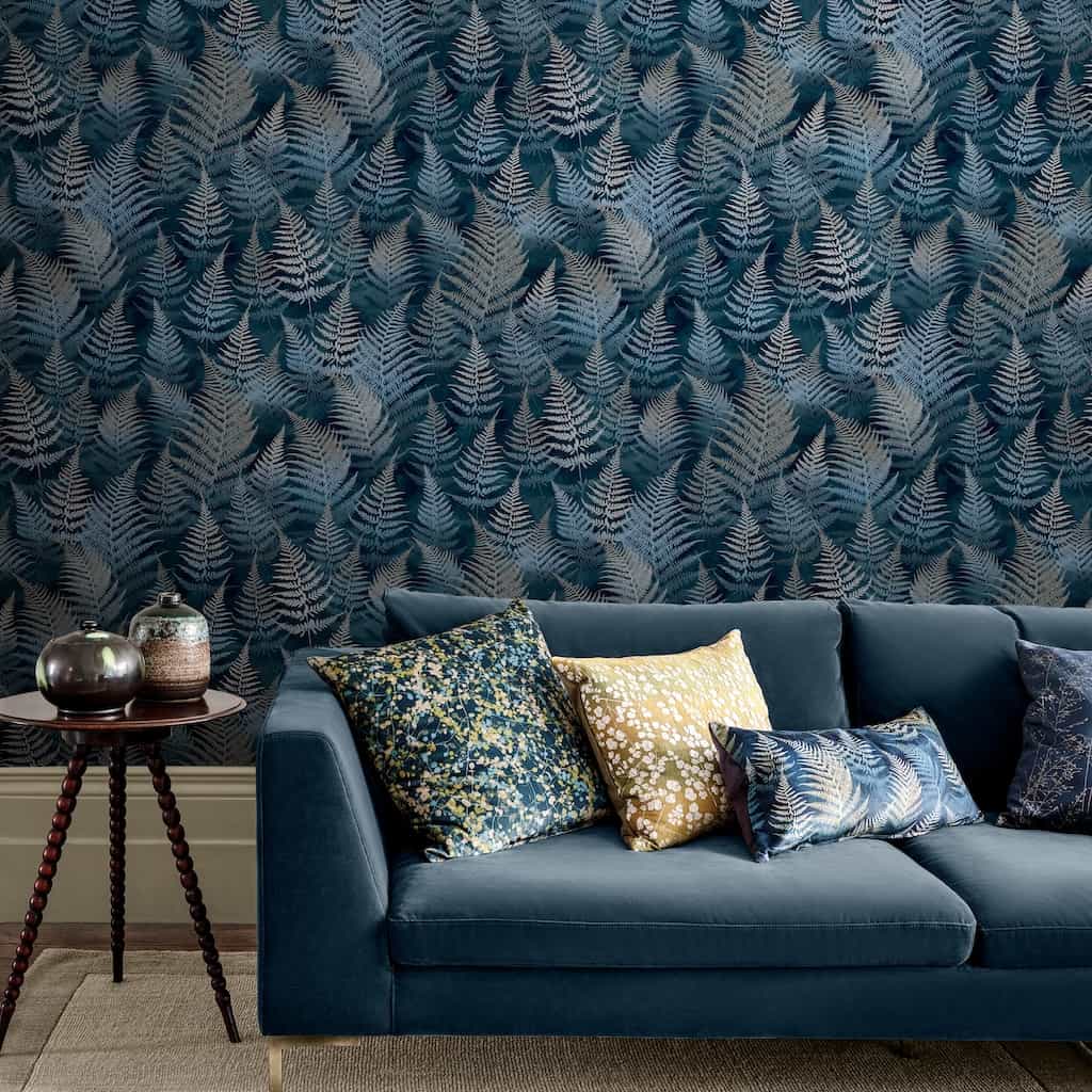 120378 - Clarissa Hulse - Clarissa Hulse Woodland Fern French Navy Wallpaper - Decor Warehouse