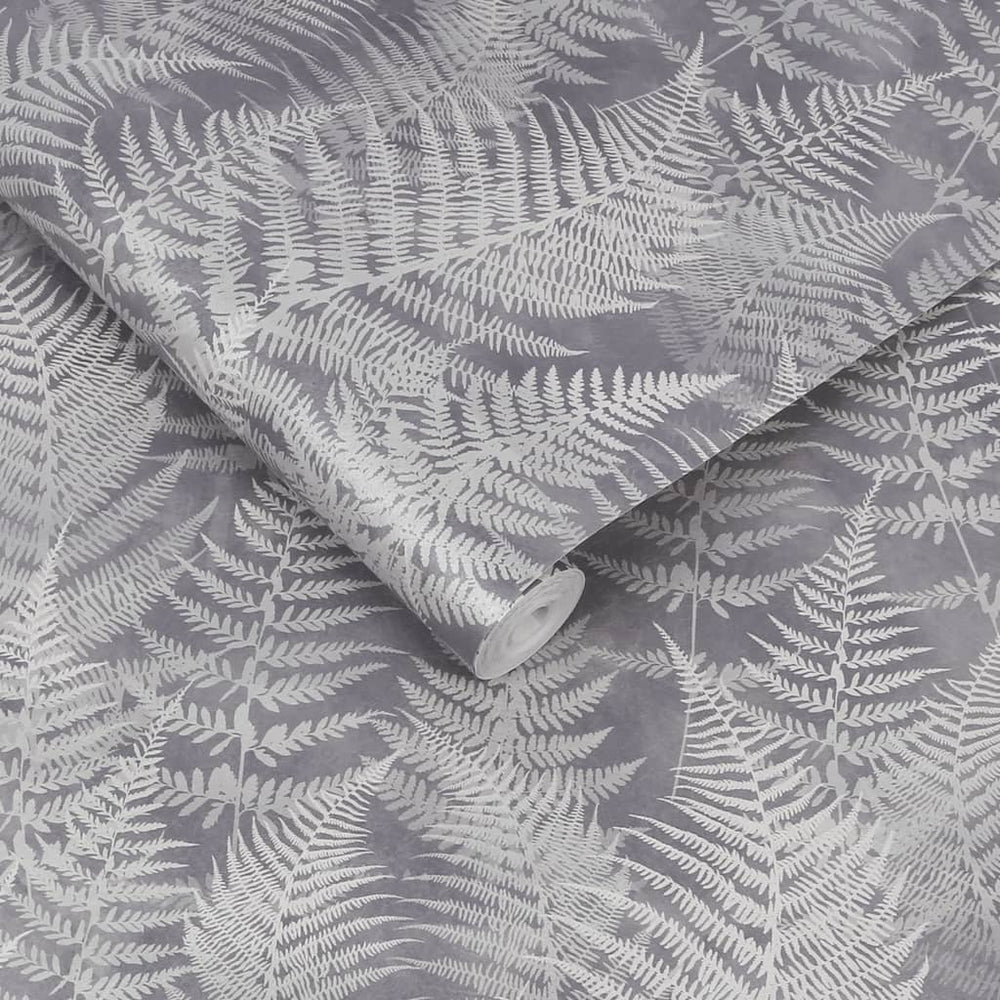 120368 - Clarissa Hulse - Clarissa Hulse Woodland Fern Pewter Wallpaper - Decor Warehouse