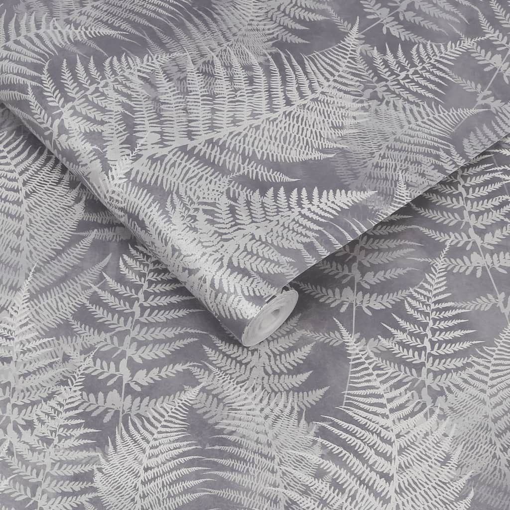 120368 - Clarissa Hulse - Clarissa Hulse Woodland Fern Pewter Wallpaper - Decor Warehouse