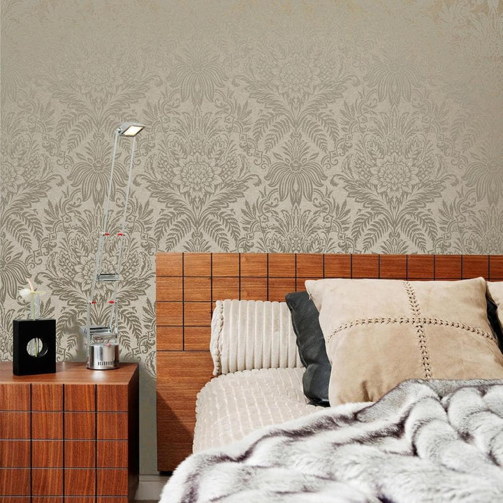 M1066 - Debona - Crown Signature Beige Damask Wallpaper - Decor Warehouse