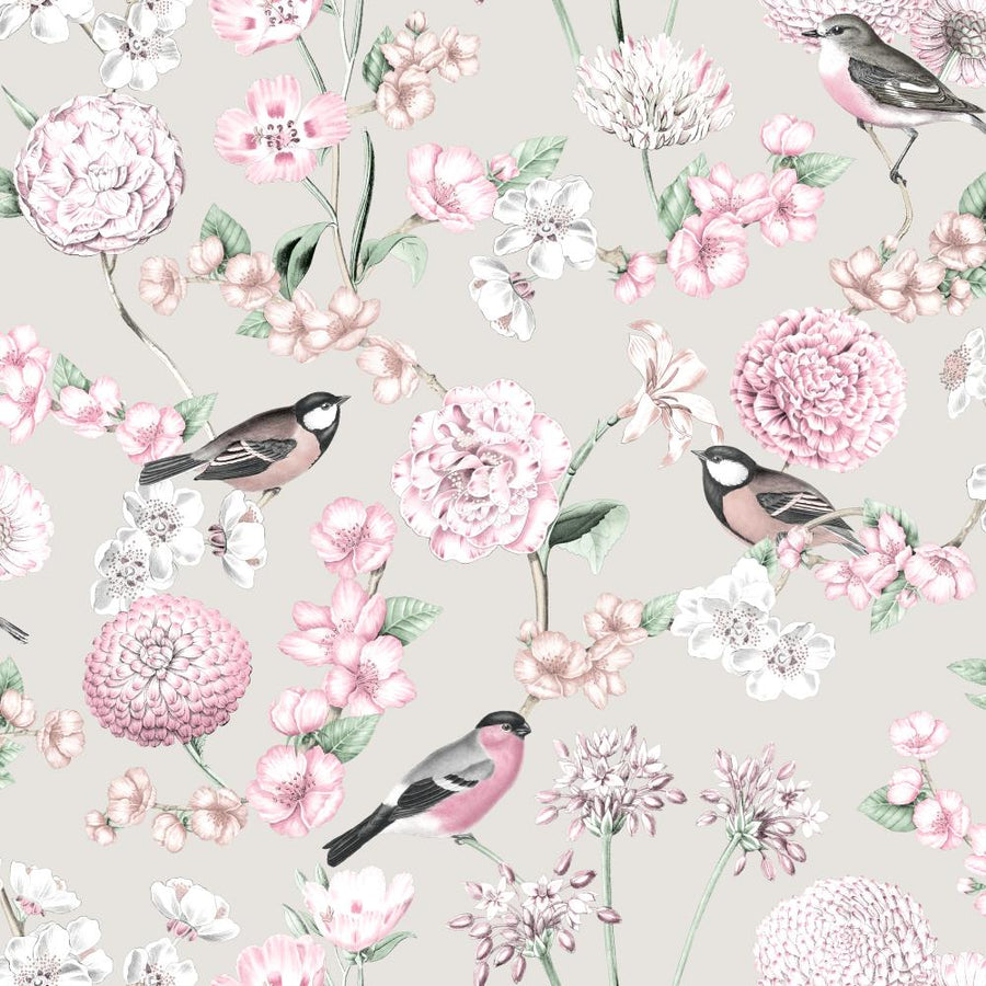 5032 - Debona - Debona Limoges Floral Cream Birds Wallpaper - Decor Warehouse