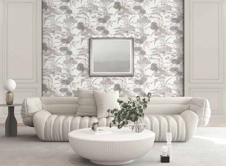 TP422701 - Design ID - Design ID Lotus Pond Grey Wallpaper - Decor Warehouse