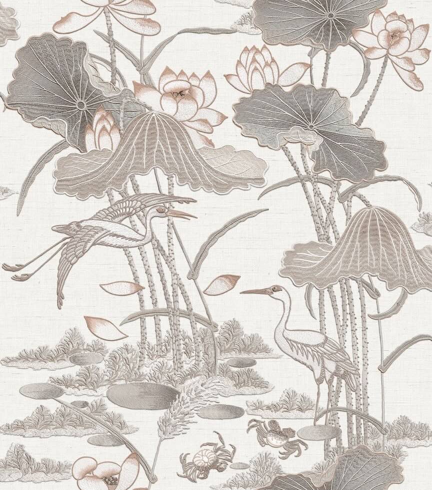 TP422701 - Design ID - Design ID Lotus Pond Grey Wallpaper - Decor Warehouse