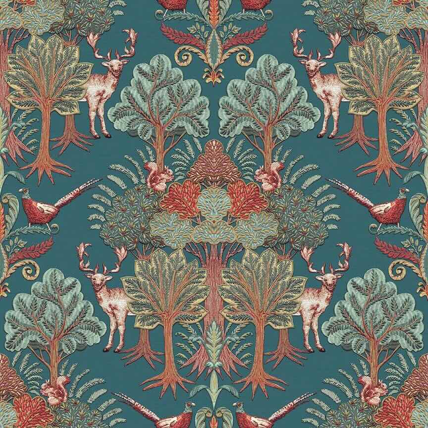 TP422305 - Design ID - Design ID Nordic Deer Forest Petrol Blue Wallpaper - Decor Warehouse