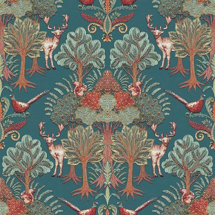 TP422305 - Design ID - Design ID Nordic Deer Forest Petrol Blue Wallpaper - Decor Warehouse