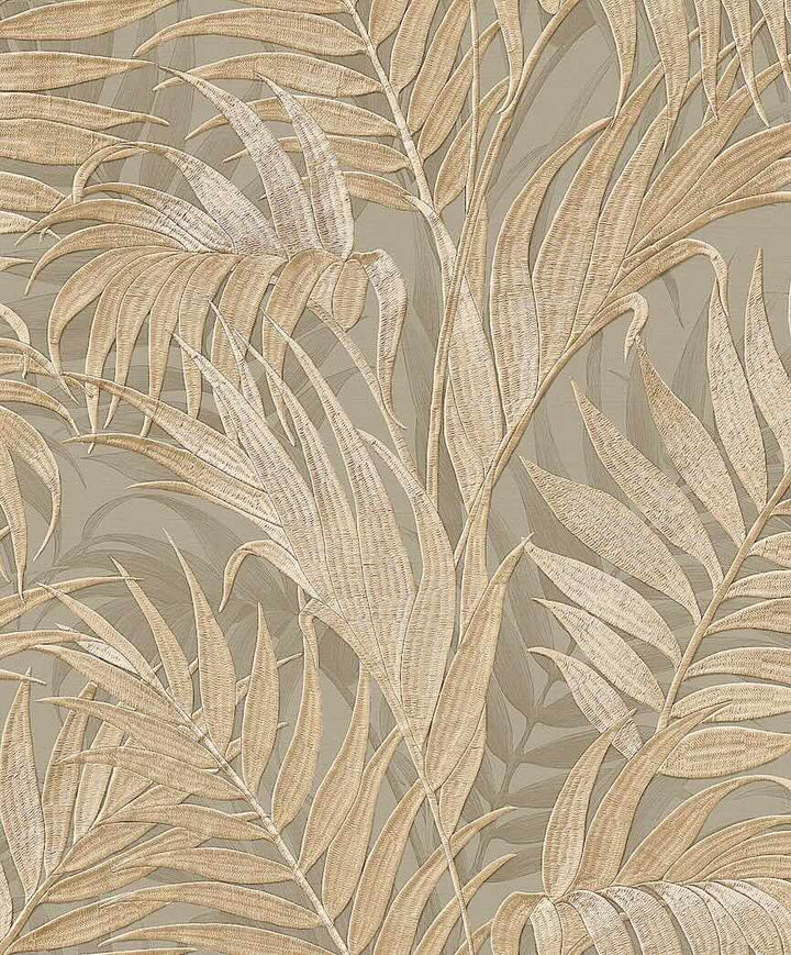 GR322105 - Design ID - Design ID Tropical Palm Leaf Sage Green & Gold Wallpaper - Decor Warehouse