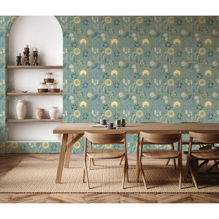 100018EH - Esselle Home - Esselle Fable Trail Seafoam Wallpaper - Decor Warehouse