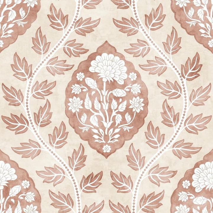 100021EH - Esselle Home - Esselle Floral Cartouche Warm Spice Wallpaper - Decor Warehouse