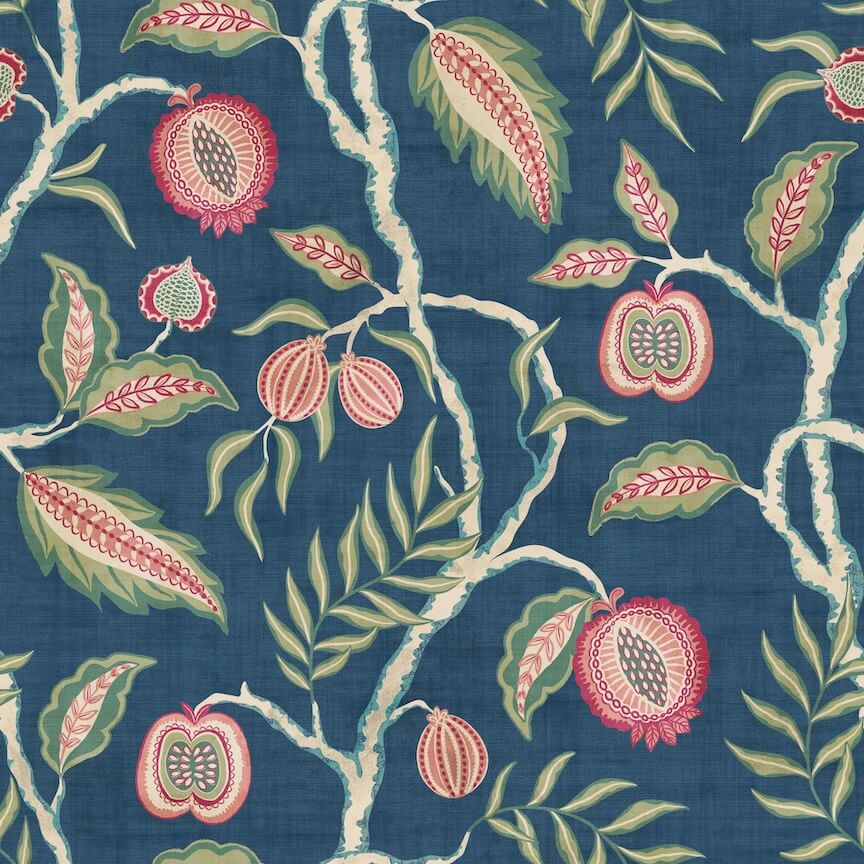 100022EH - Esselle Home - Esselle Fruits of Paradise Navy Wallpaper - Decor Warehouse