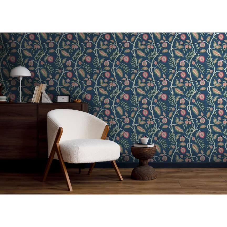 100022EH - Esselle Home - Esselle Fruits of Paradise Navy Wallpaper - Decor Warehouse