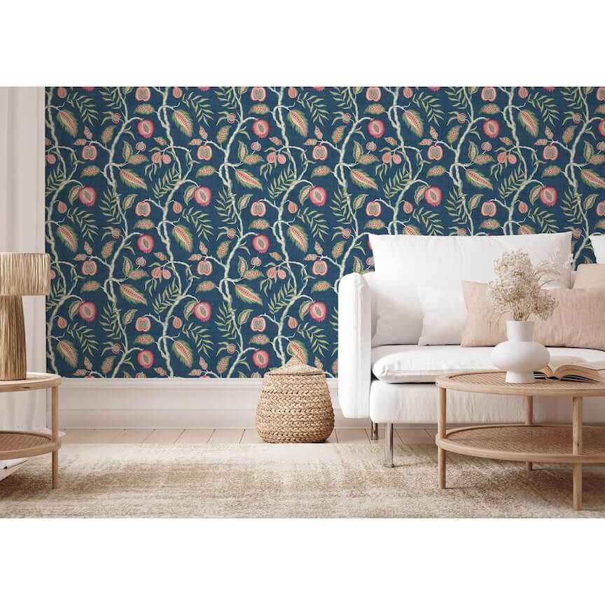 100022EH - Esselle Home - Esselle Fruits of Paradise Navy Wallpaper - Decor Warehouse