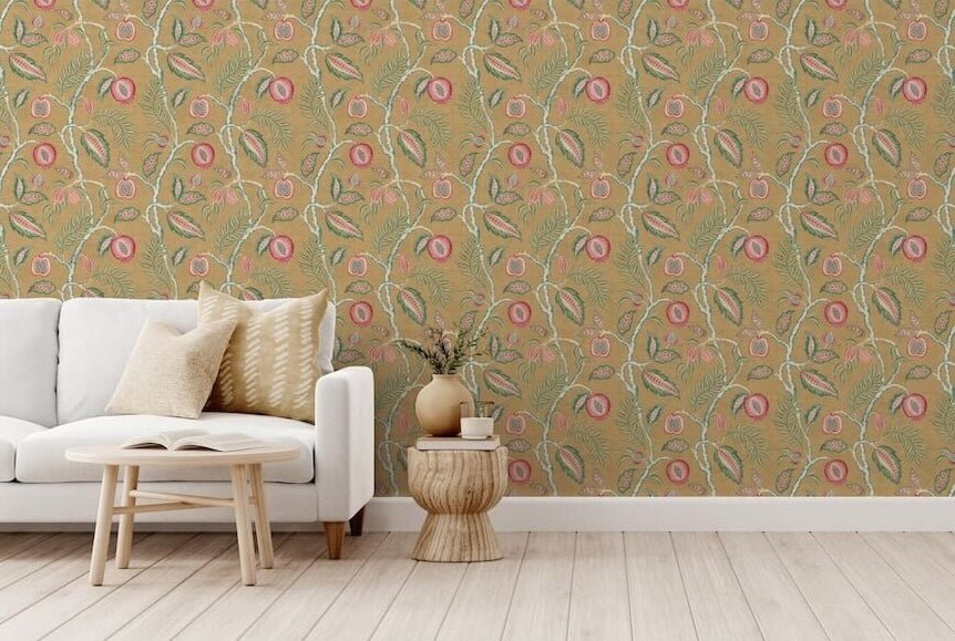 100023EH - Esselle Home - Esselle Fruits of Paradise Ochre Wallpaper - Decor Warehouse