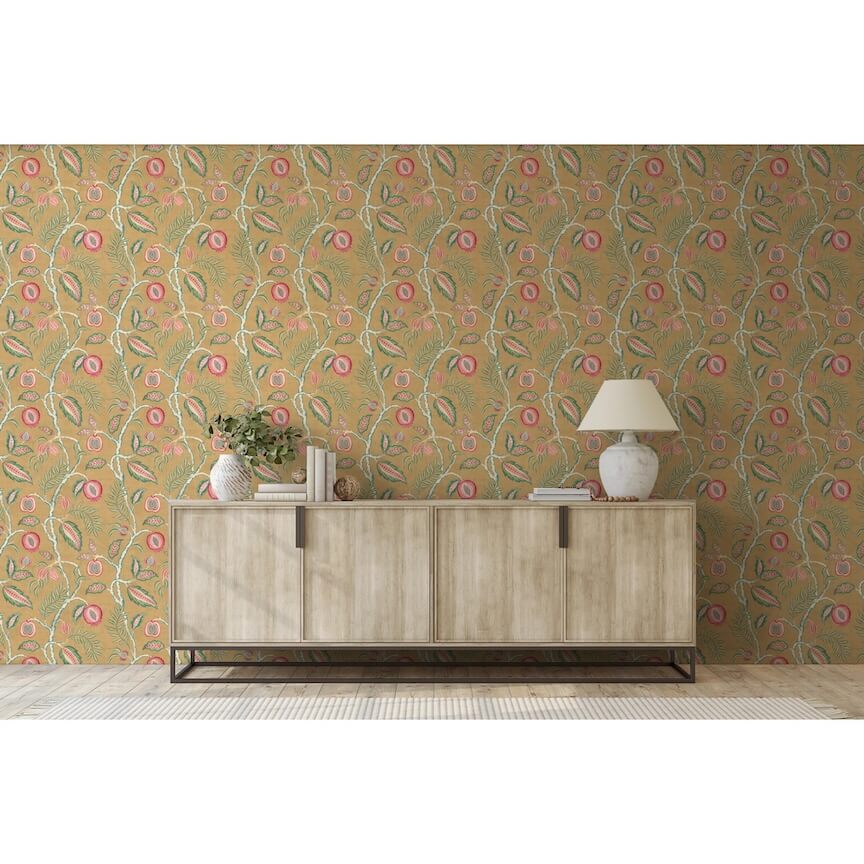 100023EH - Esselle Home - Esselle Fruits of Paradise Ochre Wallpaper - Decor Warehouse