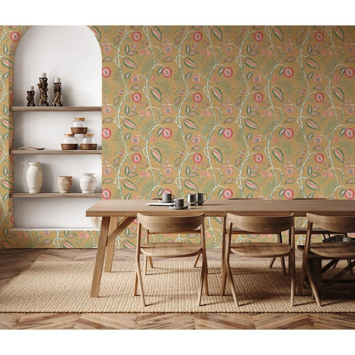 100023EH - Esselle Home - Esselle Fruits of Paradise Ochre Wallpaper - Decor Warehouse