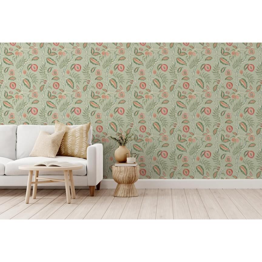 100024EH - Esselle Home - Esselle Fruits of Paradise Soft Green Wallpaper - Decor Warehouse