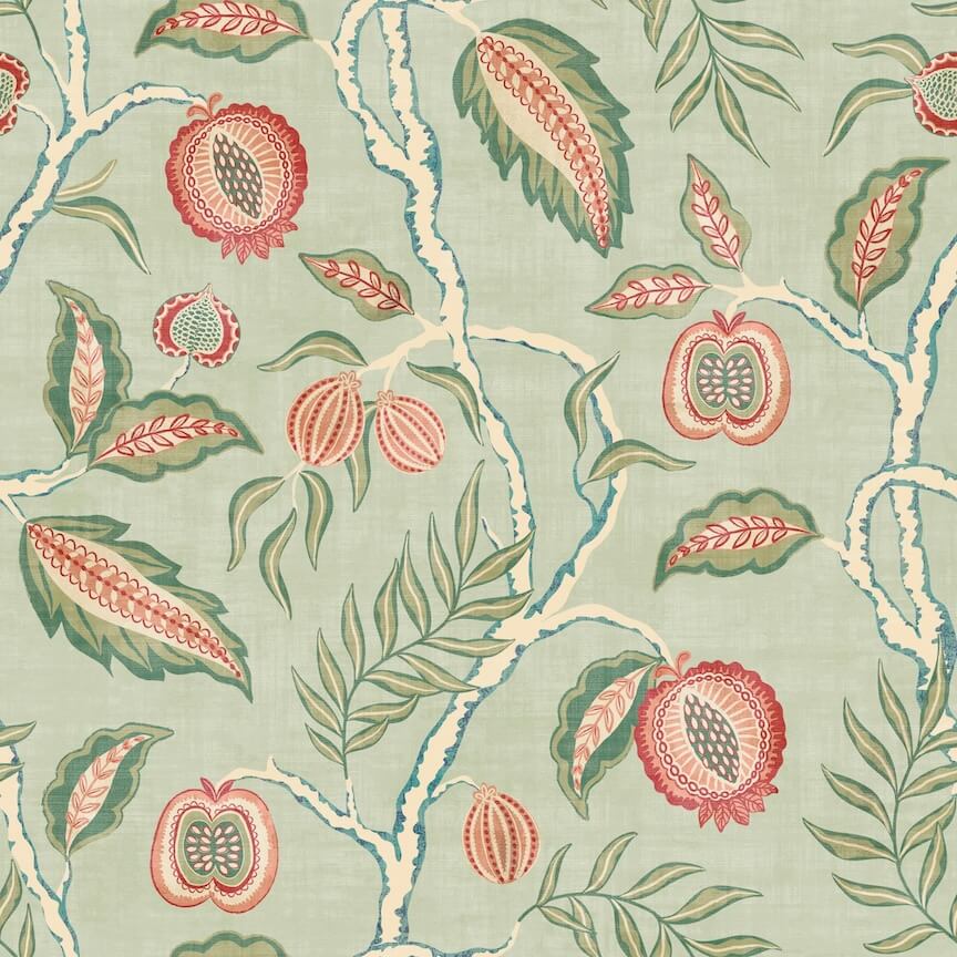 100024EH - Esselle Home - Esselle Fruits of Paradise Soft Green Wallpaper - Decor Warehouse