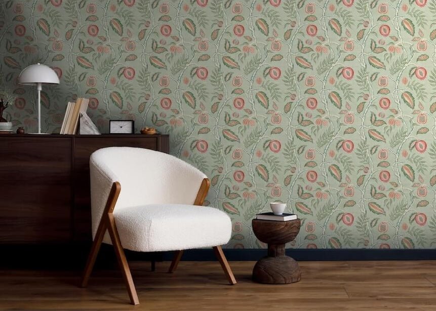 100024EH - Esselle Home - Esselle Fruits of Paradise Soft Green Wallpaper - Decor Warehouse