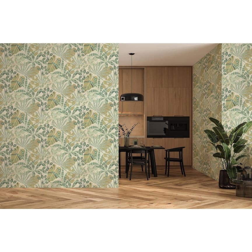 100031EH - Esselle Home - Esselle Kirra Leaf Citrus/Green Wallpaper - Decor Warehouse