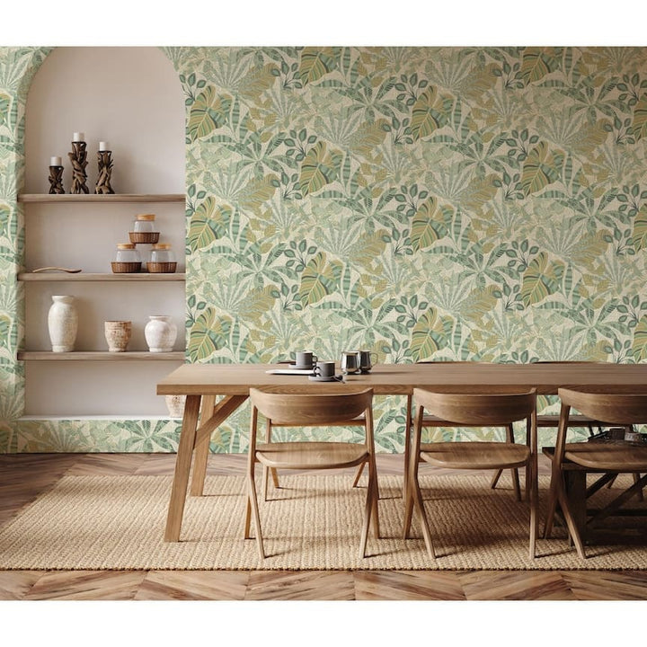 100031EH - Esselle Home - Esselle Kirra Leaf Citrus/Green Wallpaper - Decor Warehouse