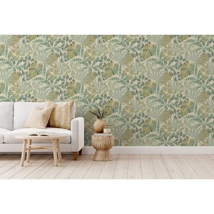 100031EH - Esselle Home - Esselle Kirra Leaf Citrus/Green Wallpaper - Decor Warehouse