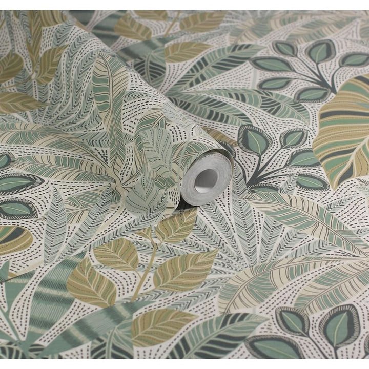 100031EH - Esselle Home - Esselle Kirra Leaf Citrus/Green Wallpaper - Decor Warehouse