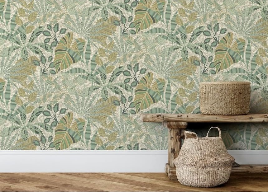 100031EH - Esselle Home - Esselle Kirra Leaf Citrus/Green Wallpaper - Decor Warehouse