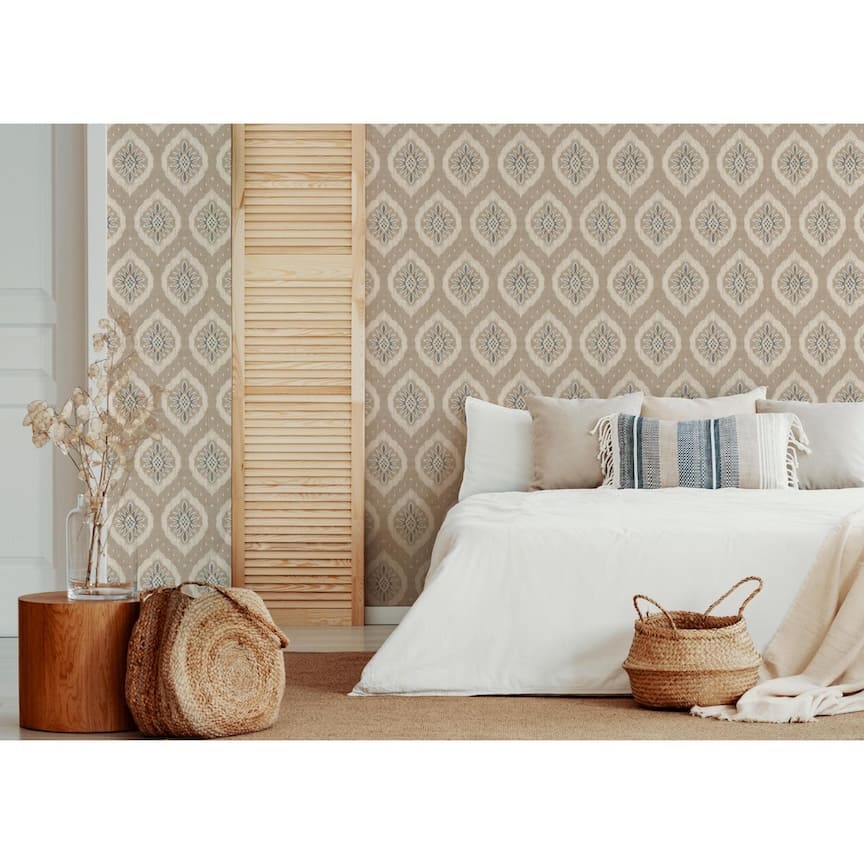 100036EH - Esselle Home - Esselle Odina Ikat Natural Wallpaper - Decor Warehouse