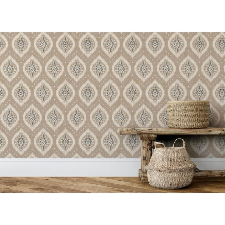 100036EH - Esselle Home - Esselle Odina Ikat Natural Wallpaper - Decor Warehouse